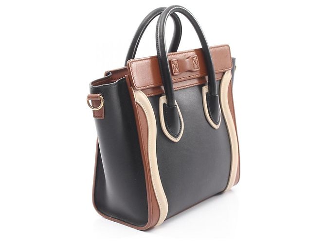 Céline Borsa 2-Way Celine Luggage Nano Shopper Marrone Nero Crudo - vista 2