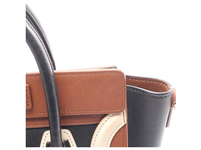 Céline Borsa 2-Way Celine Luggage Nano Shopper Marrone Nero Crudo - vista 7