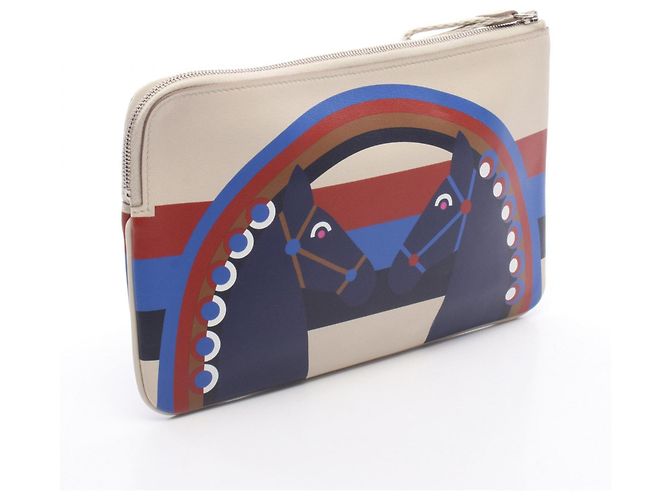 Hermès Pochette Hermes Carre Pocket Long Rainbow Love Beton - vista 2