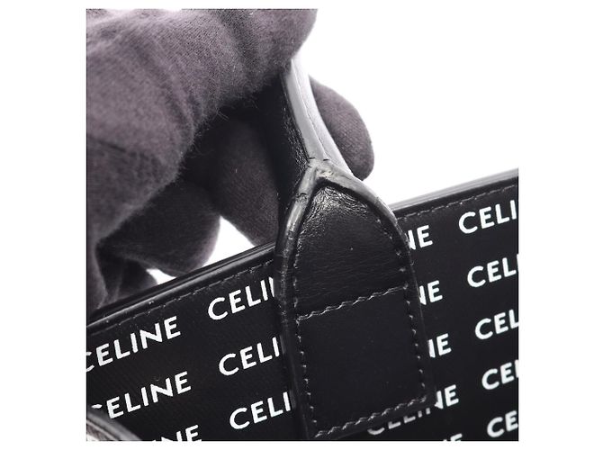 Céline Borsa Tote Celine Small Vertical Cabas Triomphe Nero Bianco - vista 7