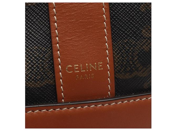 Céline Borsa a tracolla Celine Small Bucket Triomphe Marrone Nero - vista 4