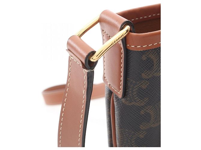 Céline Borsa a tracolla Celine Small Bucket Triomphe Marrone Nero - vista 8