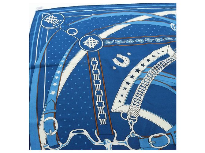 Hermès Sciarpa Hermes Carre Geant 140 LA PROMENADE DU MATIN Blu - vista 8