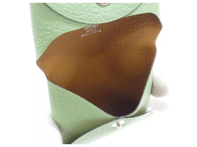 Hermès Monedero Hermes Bastia Verso Verde claro Camello - vista 3