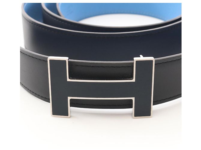 Hermès Hermes Constance Reversible H-Gürtel Schwarz Blau - Ansicht 2