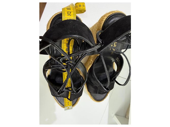 Saint Laurent Jewell Espadrilles con zeppa in camoscio - Nero 37.5 Marrone chiaro - vista 15