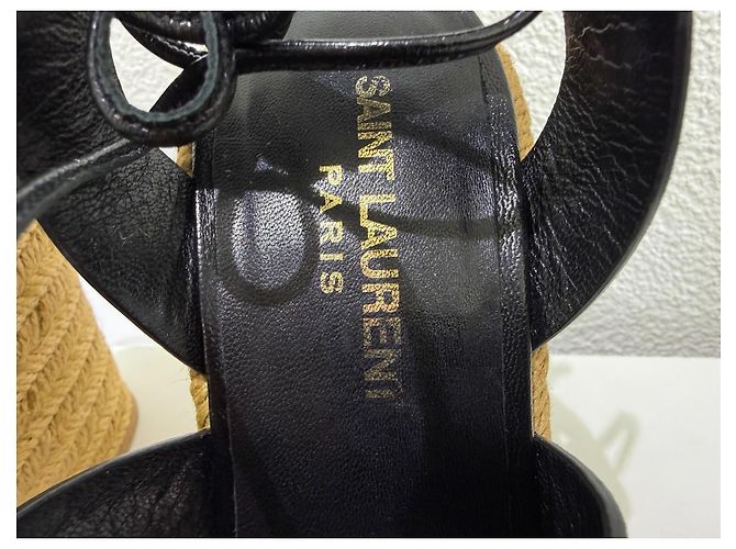 Saint Laurent Jewell Espadrilles con zeppa in camoscio - Nero 37.5 Marrone chiaro - vista 7