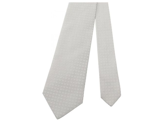 Hermès Cravatta in seta grigia Hermes Marrone - vista 2