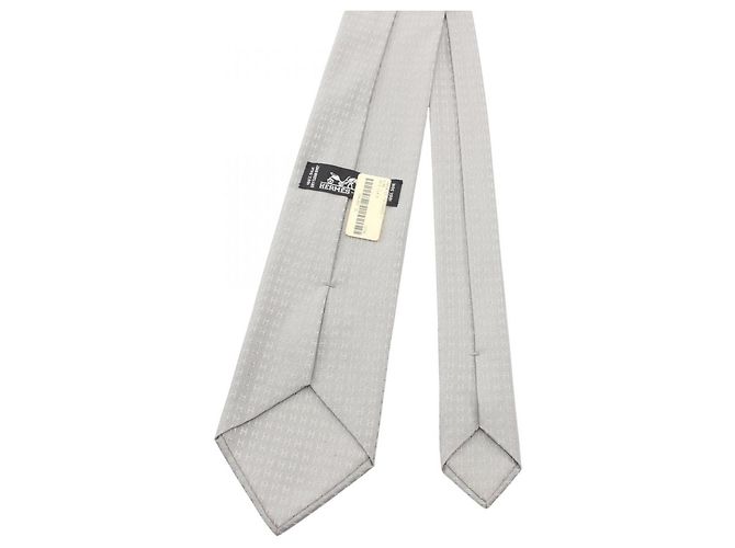 Hermès Cravatta in seta grigia Hermes Marrone - vista 3