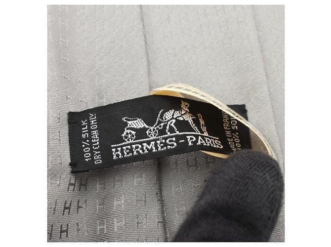 Hermès Cravatta in seta grigia Hermes Marrone - vista 4