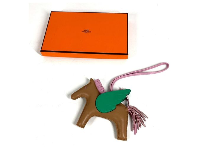 Hermès Portachiavi Hermes Cavallo Cheval Rodeo Pegasus MM Charm per borsa Rosa Beige Verde - vista 10