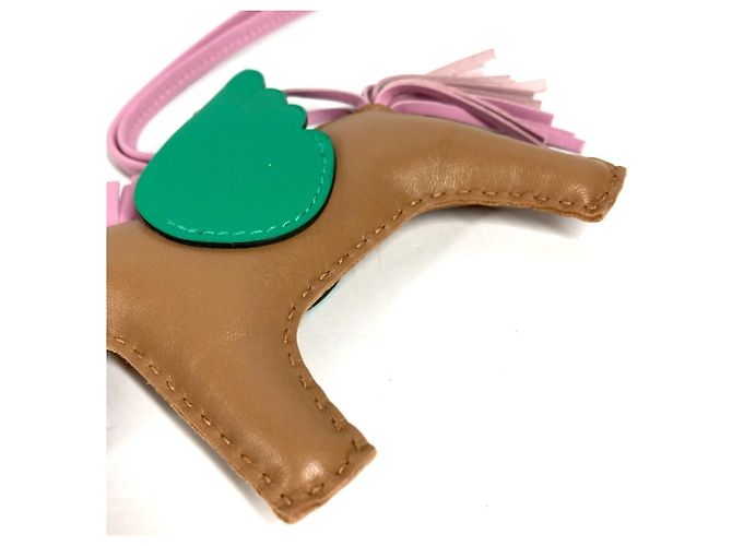 Hermès Portachiavi Hermes Cavallo Cheval Rodeo Pegasus MM Charm per borsa Rosa Beige Verde - vista 4