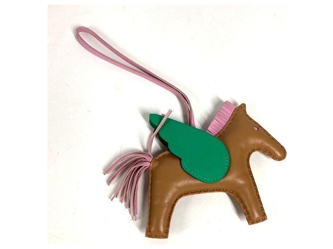 Hermès Portachiavi Hermes Cavallo Cheval Rodeo Pegasus MM Charm per borsa Rosa Beige Verde - vista 7
