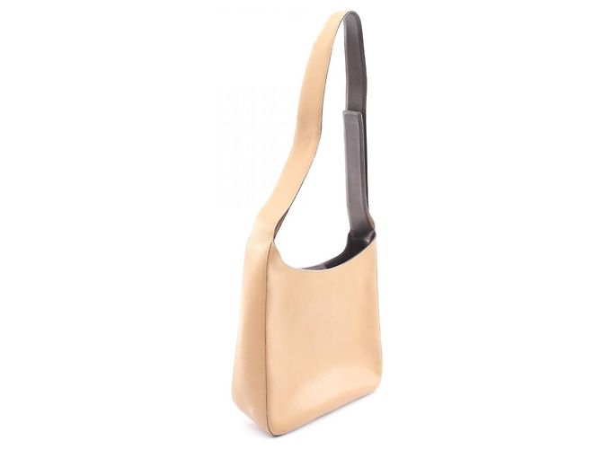Borsa a tracolla Prada in pelle beige con chiusura a strappo - vista 2