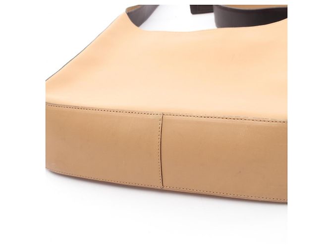 Borsa a tracolla Prada in pelle beige con chiusura a strappo - vista 7