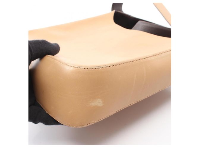 Borsa a tracolla Prada in pelle beige con chiusura a strappo - vista 8