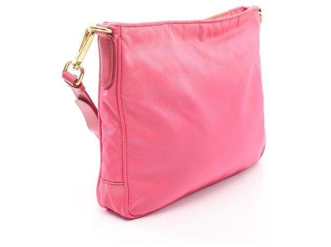 Borsa a mano in nylon rosa e pelle Saffiano Prada - vista 2