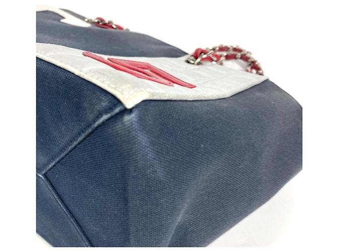 Borsa Tote CHANEL No. 5 Logo Rosso Blu navy - vista 14