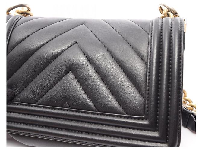 Bolso de hombro Chanel Boy Small Chevron V-Stitch Negro - vista 10