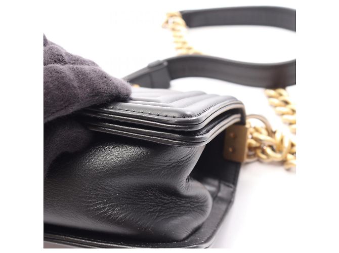 Bolso de hombro Chanel Boy Small Chevron V-Stitch Negro - vista 9