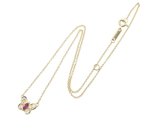 Van Cleef & Arpels Papillon Ruby and Diamond Necklace Red Golden - view 2