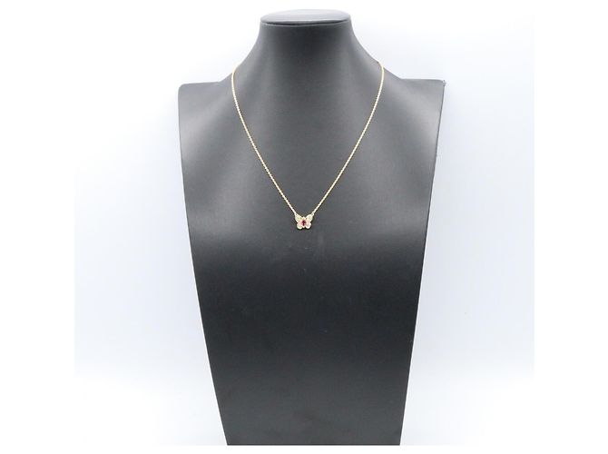 Van Cleef & Arpels Papillon Ruby and Diamond Necklace Red Golden - view 6