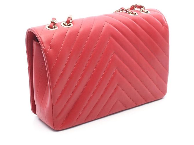 Borsa a tracolla Chanel Chevron V-Stitch Full Flap Rosso - vista 2
