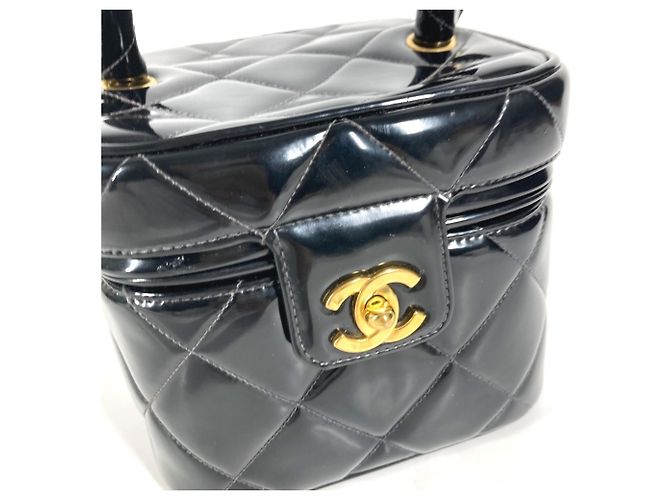 Vanity Beauty Case Chanel Vintage Matelassé Nero - vista 5
