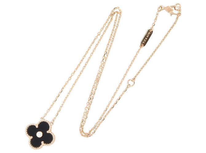 Collana Vintage Alhambra Onyx Van Cleef & Arpels Nero D'oro - vista 2