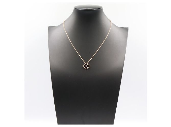 Collana Vintage Alhambra Onyx Van Cleef & Arpels Nero D'oro - vista 6
