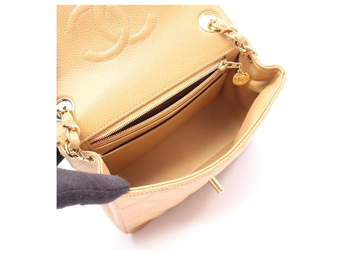 Borsa a Spalla Chanel Mini Matelassé Beige - vista 3