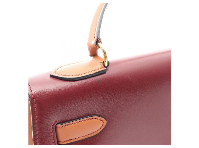 Hermès Borsa Hermes Kelly 32 Tricolor Marrone Rosso Bordò - vista 12