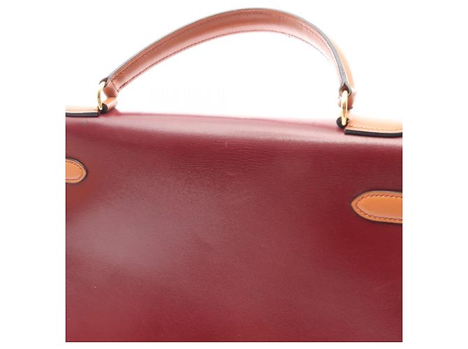 Hermès Borsa Hermes Kelly 32 Tricolor Marrone Rosso Bordò - vista 13