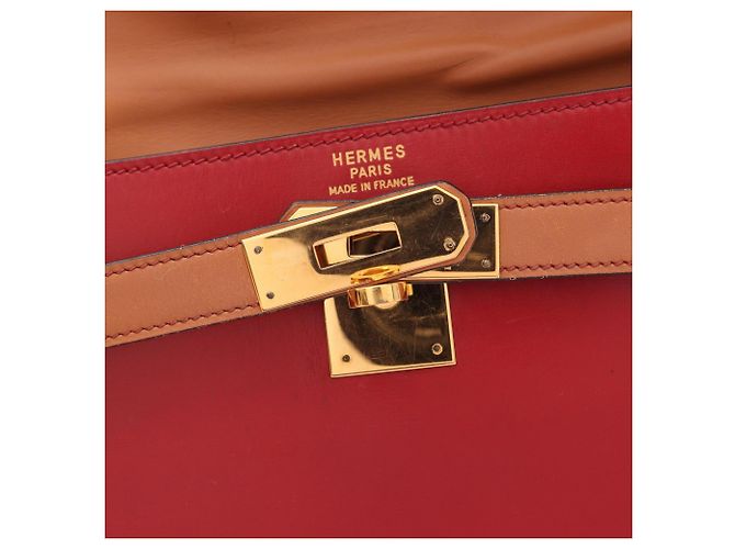 Hermès Borsa Hermes Kelly 32 Tricolor Marrone Rosso Bordò - vista 15