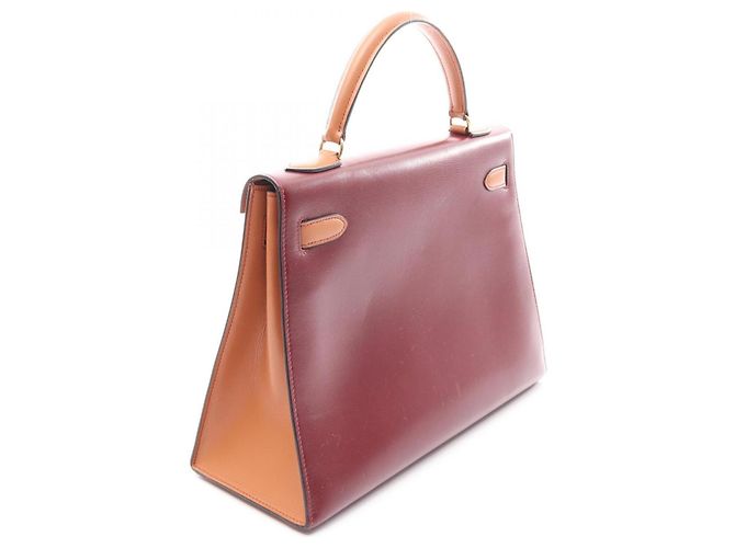 Hermès Borsa Hermes Kelly 32 Tricolor Marrone Rosso Bordò - vista 2