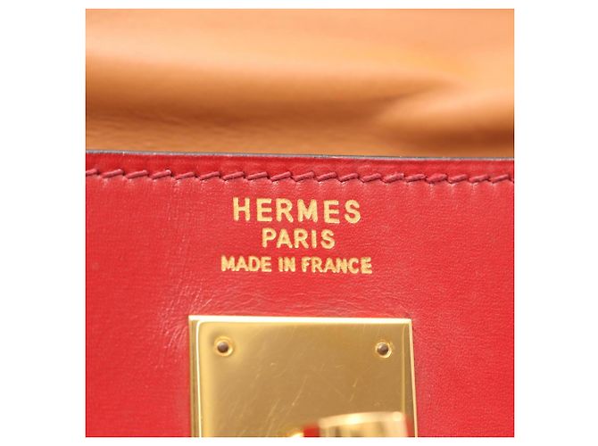 Hermès Borsa Hermes Kelly 32 Tricolor Marrone Rosso Bordò - vista 4