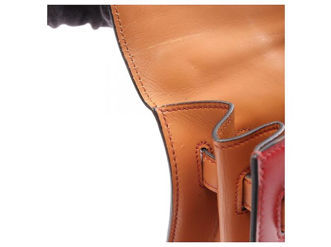 Hermès Borsa Hermes Kelly 32 Tricolor Marrone Rosso Bordò - vista 8