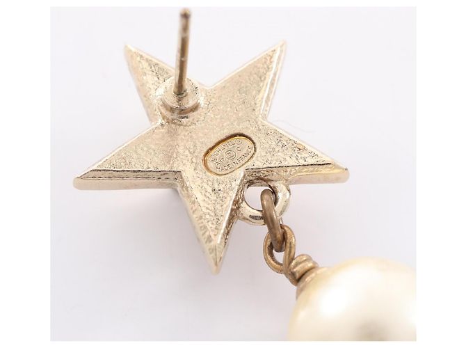 Chanel Coco Mark Star Ohrringe Weiß Golden - Ansicht 3