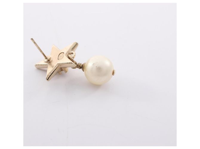 Chanel Coco Mark Star Ohrringe Weiß Golden - Ansicht 5