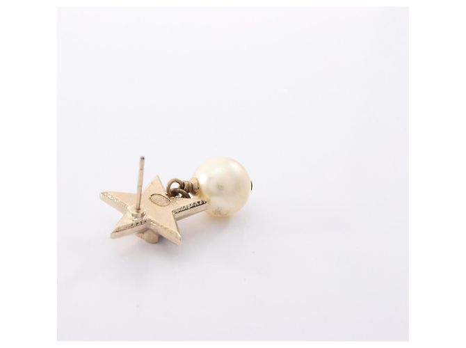Chanel Coco Mark Star Ohrringe Weiß Golden - Ansicht 6