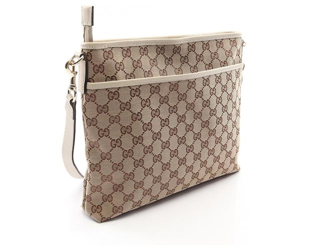 Borsa a Spalla Gucci GG Canvas Beige Crudo - vista 2