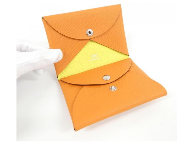 Hermès Monedero Hermes Calvi Duo Verso Dorado Naranja - vista 3