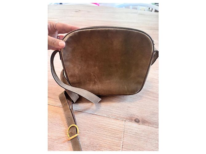 Borsa a tracolla Salvatore Ferragamo Gancini in scamosciato marrone - vista 3