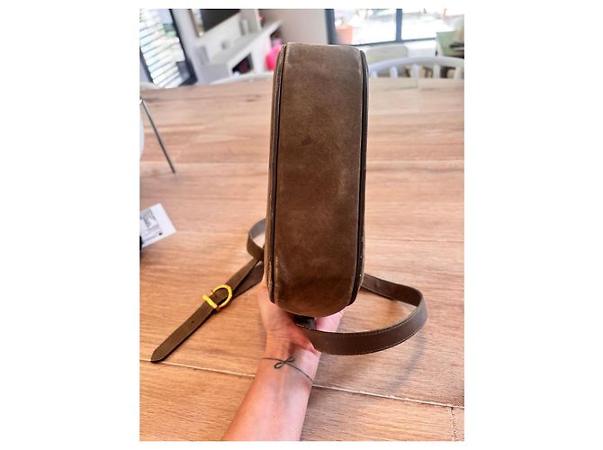 Borsa a tracolla Salvatore Ferragamo Gancini in scamosciato marrone - vista 9