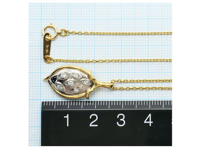 Autre Marque Collana in platino PT850 e oro giallo 18K con diamante D'oro - vista 5