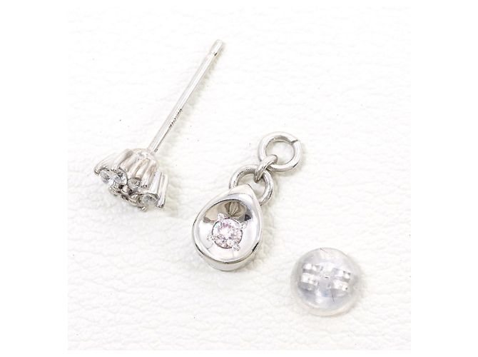 Autre Marque Orecchini a lobo in oro bianco 18K con diamanti rosa e bianchi D'oro - vista 3