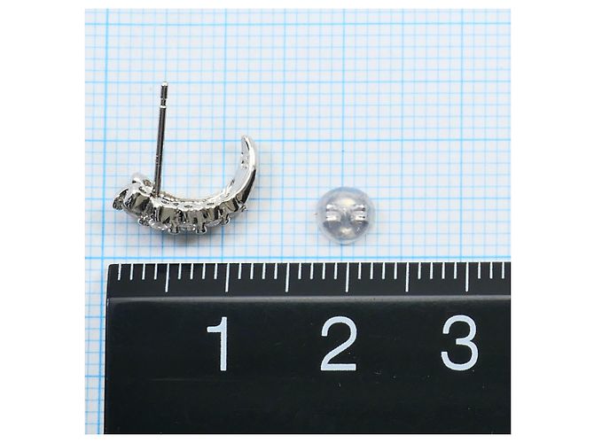 Autre Marque Orecchini a mezza cerchio in platino con diamante - vista 3