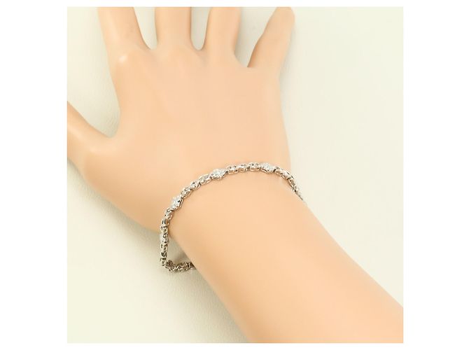 Autre Marque Bracciale con charm in oro bianco 14K con diamante D'oro - vista 5