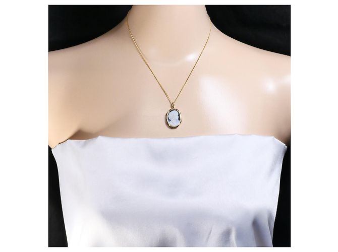 Autre Marque Collar de oro amarillo de 18K con camafeo de concha Dorado - vista 5