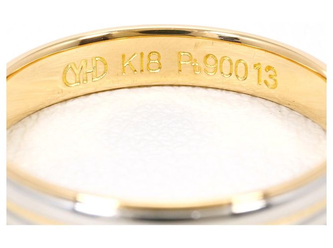 Autre Marque Anello a fascia in oro giallo 18K e platino D'oro - vista 4
